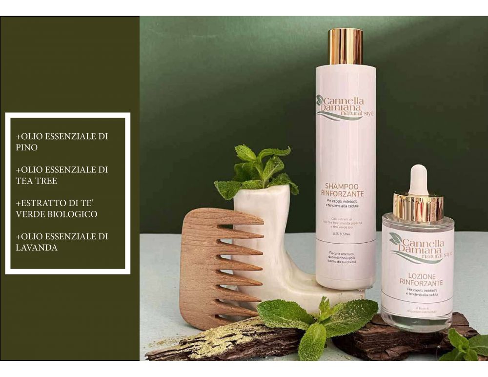 immagine della linea rinforzante composta da shampoo e lozione 